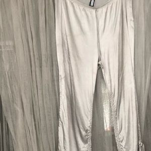 🌞 Illusion by Mercury Y2K Silver Shiny Capri Style draw string pants size L